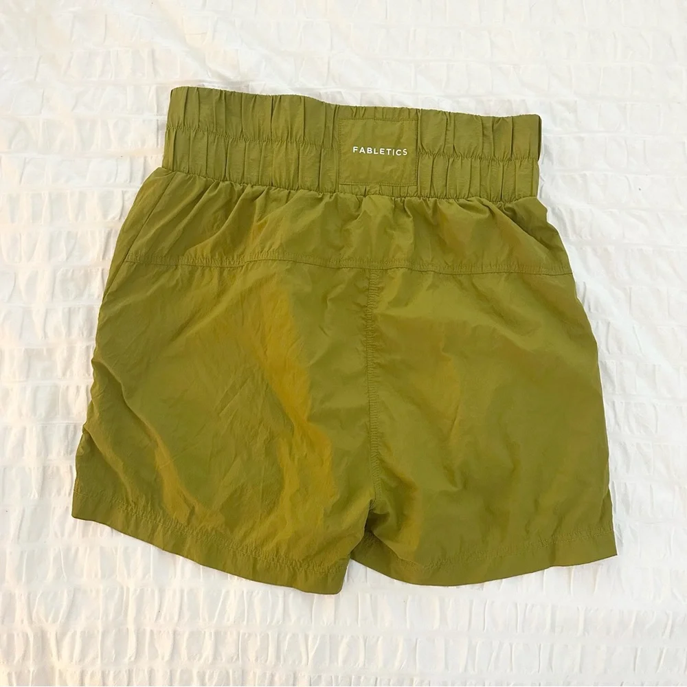 Fabletics Hugh Waisted Nylon Shorts Olive